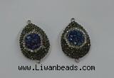 NGC1103 25*35mm teardrop druzy agate connectors wholesale