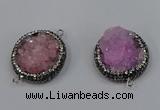 NGC1623 20mm - 28mm flat round druzy quartz connectors wholesale