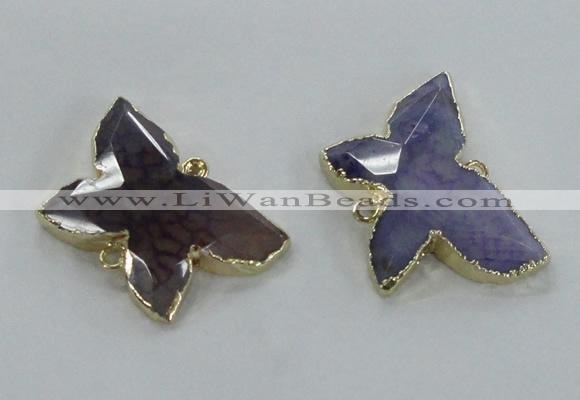 NGC254 22*30mm carved butterfly agate connectors wholesale