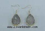 NGE73 13*18mm teardrop druzy agate gemstone earrings wholesale