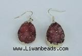 NGE91 18*25mm teardrop druzy agate gemstone earrings wholesale