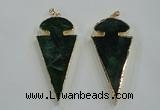 NGP1573 30*65mm arrowhead agate gemstone pendants