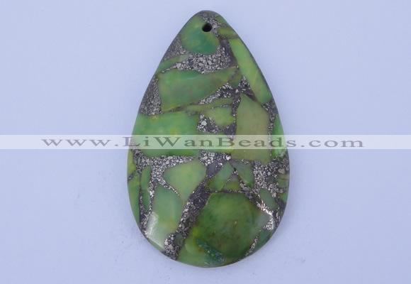 NGP248 30*49mm dyed golden turquoise & pyrite gemstone pendants