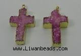 NGP4175 30*48mm - 32*50mm cross druzy quartz pendants wholesale