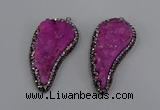 NGP4316 20*40mm - 25*50mm wing-shaped druzy quartz pendants
