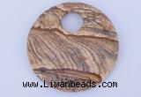 NGP619 5pcs 6*50mm picture jasper gemstone donut pendants wholesale