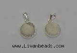 NGP6508 15mm - 16mm coin druzy agate pendants wholesale