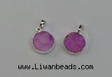 NGP6511 15mm - 16mm coin druzy agate pendants wholesale