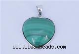NGP713 19*22mm heart natural malachite with sterling silver pendant