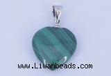 NGP727 15*15mm heart natural malachite with 18KGP gemstone pendant