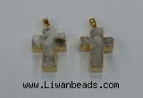 NGP8532 22*30mm - 25*35mm cross druzy agate pendants wholesale