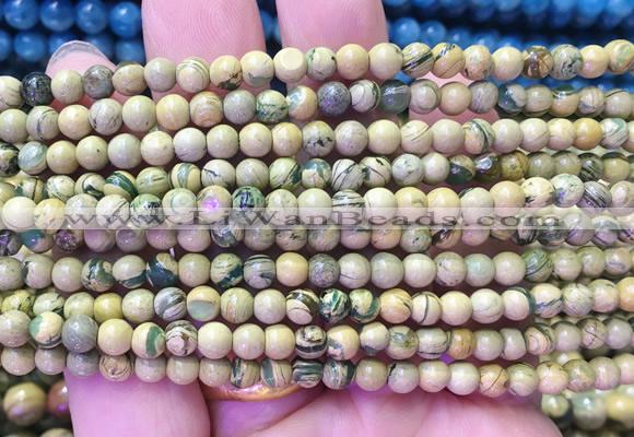NSBS05 15 inches 4mm round Green Dragon Veins Jasper beads wholesale
