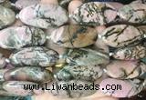 OVBS82 15 inches 20*40mm oval black veined rhodonite gemstone beads wholesale