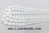 PBBS01 15 inches 6mm - 16mm faceted round white porcelain beads wholesale