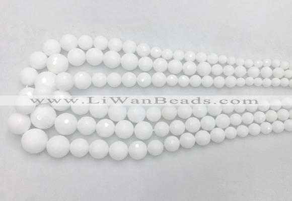 PBBS01 15 inches 6mm - 16mm faceted round white porcelain beads wholesale