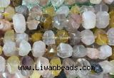 PQBS03 15 inches 12*16mm - 13*18mm faceted nuggets yellow & pink quartz beads