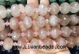 RBBS26 15 inches 13*18mm faceted rondelle red strawberry quartz gemstone beads