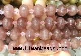 RBBS27 15 inches 13*18mm faceted rondelle red strawberry quartz gemstone beads