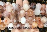 RBBS33 15 inches 13*18mm faceted rondelle red gum flower crystal gemstone beads