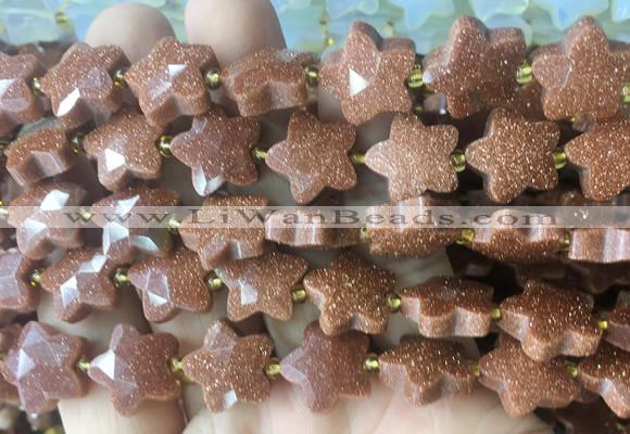 RGBS60 15 inches 14mm faceted star golden sandstone beads wholesale