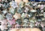RGBS70 15 inches 14mm faceted star black veined rhodonite beads wholesale