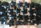 RGBS71 15 inches 14mm faceted star black obsidian beads wholesale