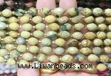 RIBS46 15 inches 6*8mm faceted rice green dragon jasper beads wholesale