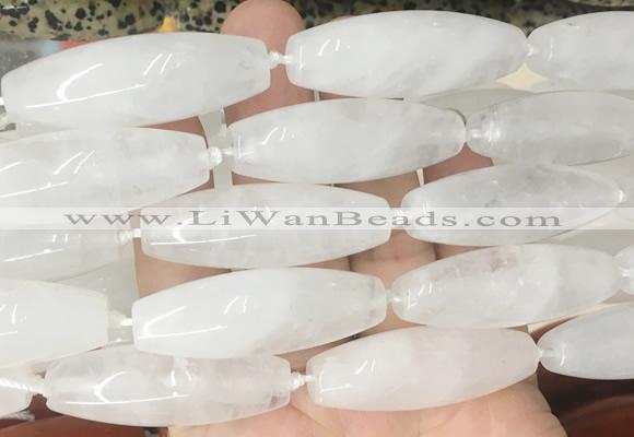 RIBS55 15 inches 14*40mm rice white crystal gemstone beads wholesale