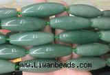 RIBS68 15 inches 14*40mm rice green aventurine gemstone beads wholesale
