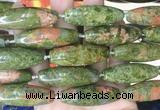 RIBS70 15 inches 14*40mm rice unakite gemstone beads wholesale