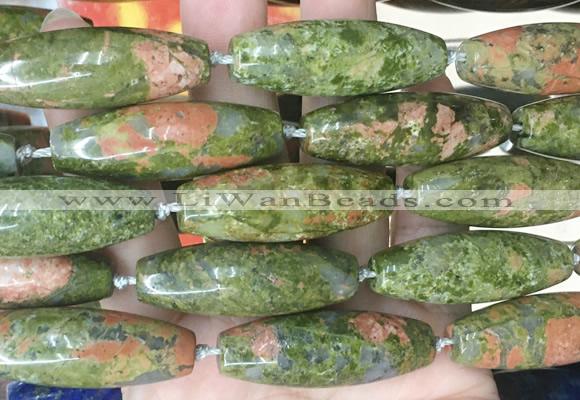 RIBS70 15 inches 14*40mm rice unakite gemstone beads wholesale