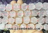 RQBS10 15 inches 10*14mm - 12*15mm faceted nuggets rose quartz beads