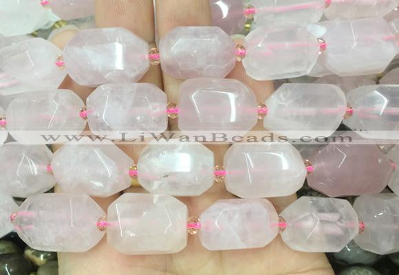 RQBS12 15 inches 13*18mm - 15*20mm faceted nuggets rose quartz beads