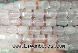 TBBS42 15 inches 12*16mm faceted tube rose quartz beads wholesale