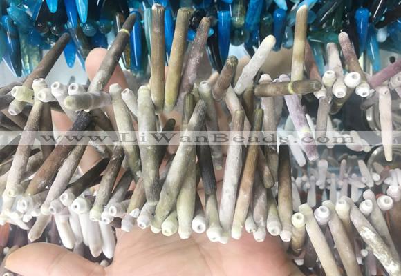 TDBS03 Top drilled 6*20mm - 8*55mm sticks sea urchin shell beads wholesale