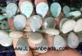 TRBS104 Top drilled 13*18mm faceted flat teardrop amazonite beads wholesale