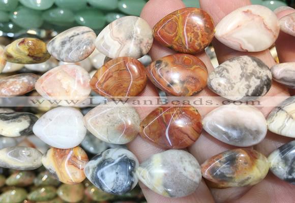 TRBS128 15 inches 13*18mm flat teardrop Yellow crazy agate beads wholesale