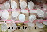 TRBS91 Top drilled 13*18mm faceted flat teardrop rose quartz beads wholesale