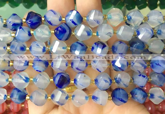 TWBS102 15 inches 10mm faceted twist agate beads wholesale
