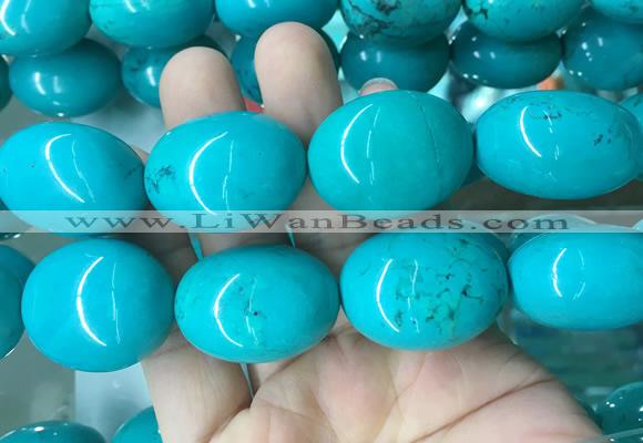 WBBS29 15 inches 25*30mm oval howlite turquoise gemstone beads wholesale