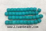 WBBS43 12*15mm carved drum loose howlite turquoise gemstone beads wholesale