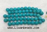 WBBS47 14mm carved round loose howlite turquoise gemstone beads wholesale