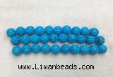WBBS48 14mm carved round loose howlite turquoise gemstone beads wholesale