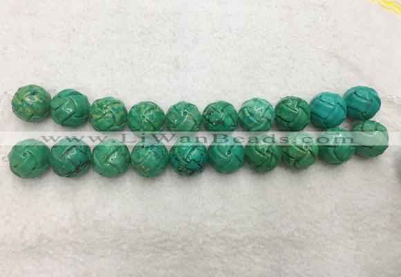 WBBS60 20mm carved round loose howlite turquoise gemstone beads wholesale